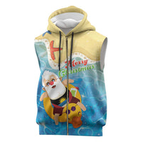Antigua and Barbuda Christmas Sleeveless Zip Hoodie Chilling Santa - Wonder Print Shop
