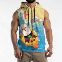 Antigua and Barbuda Christmas Sleeveless Zip Hoodie Chilling Santa - Wonder Print Shop