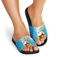 Antigua and Barbuda Christmas Slide Sandals Chilling Santa - Wonder Print Shop