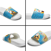 Antigua and Barbuda Christmas Slide Sandals Chilling Santa - Wonder Print Shop