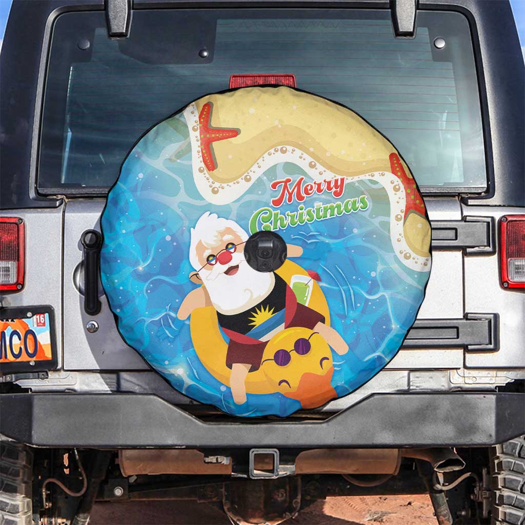 Antigua and Barbuda Christmas Spare Tire Cover Chilling Santa - Wonder Print Shop