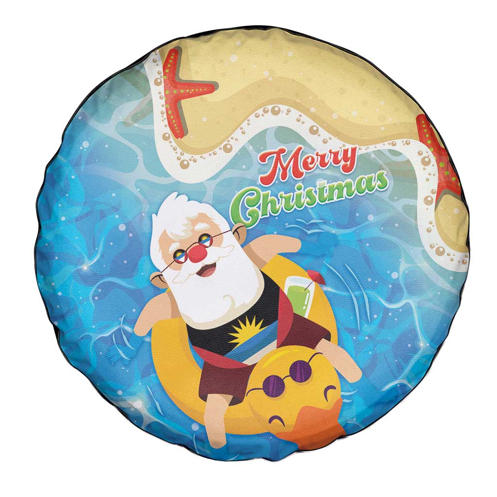 Antigua and Barbuda Christmas Spare Tire Cover Chilling Santa - Wonder Print Shop