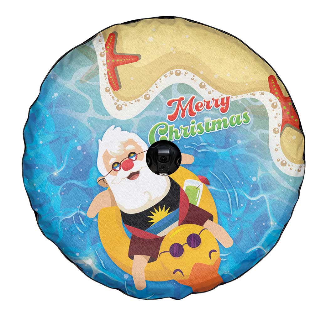 Antigua and Barbuda Christmas Spare Tire Cover Chilling Santa - Wonder Print Shop