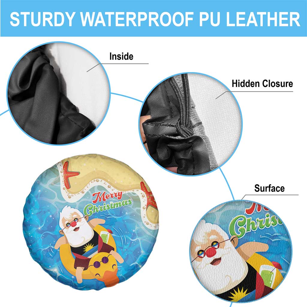 Antigua and Barbuda Christmas Spare Tire Cover Chilling Santa - Wonder Print Shop