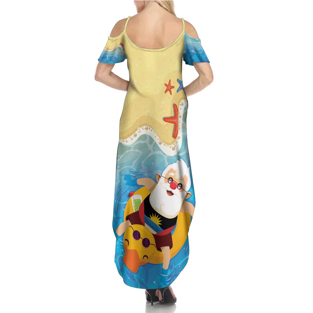 Antigua and Barbuda Christmas Summer Maxi Dress Chilling Santa - Wonder Print Shop