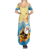 Antigua and Barbuda Christmas Summer Maxi Dress Chilling Santa - Wonder Print Shop