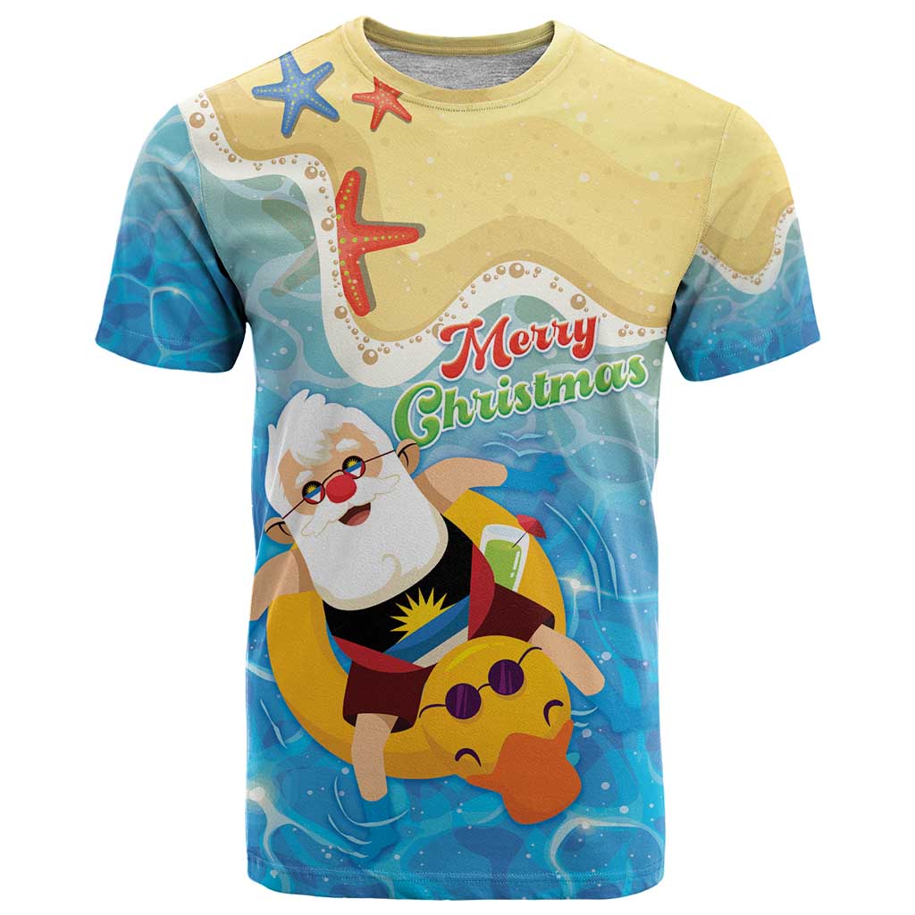 Antigua and Barbuda Christmas T Shirt Chilling Santa - Wonder Print Shop