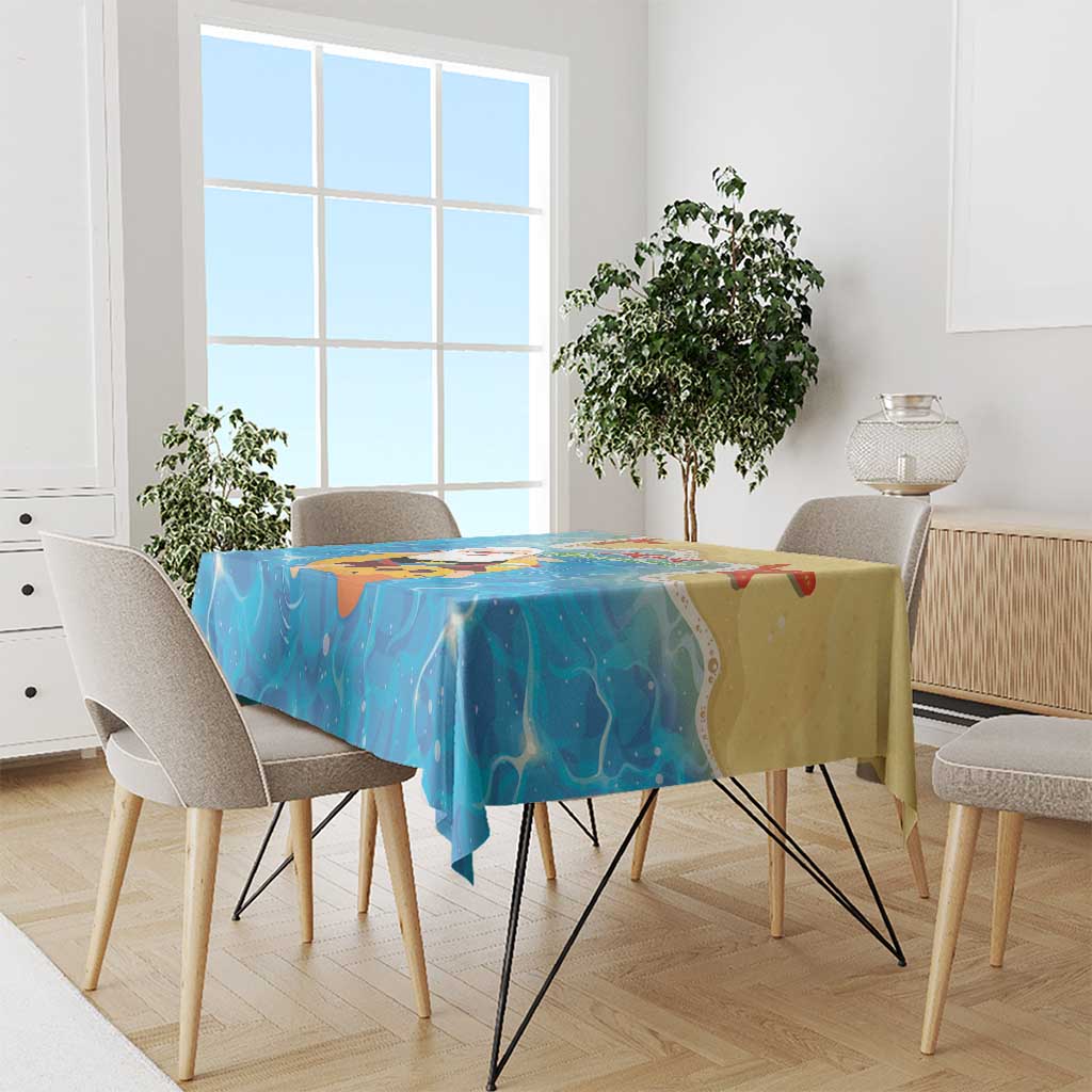 Antigua and Barbuda Christmas Tablecloth Chilling Santa - Wonder Print Shop