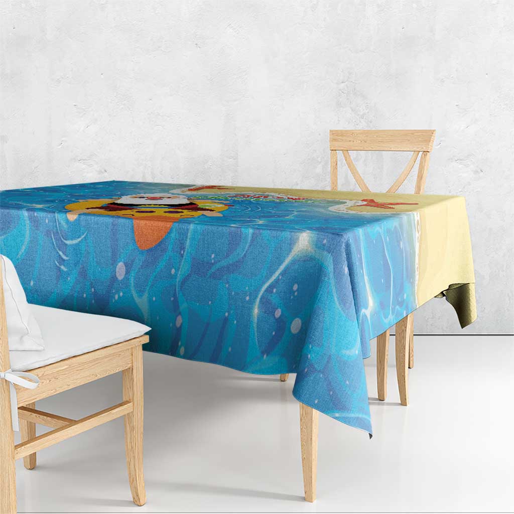 Antigua and Barbuda Christmas Tablecloth Chilling Santa - Wonder Print Shop