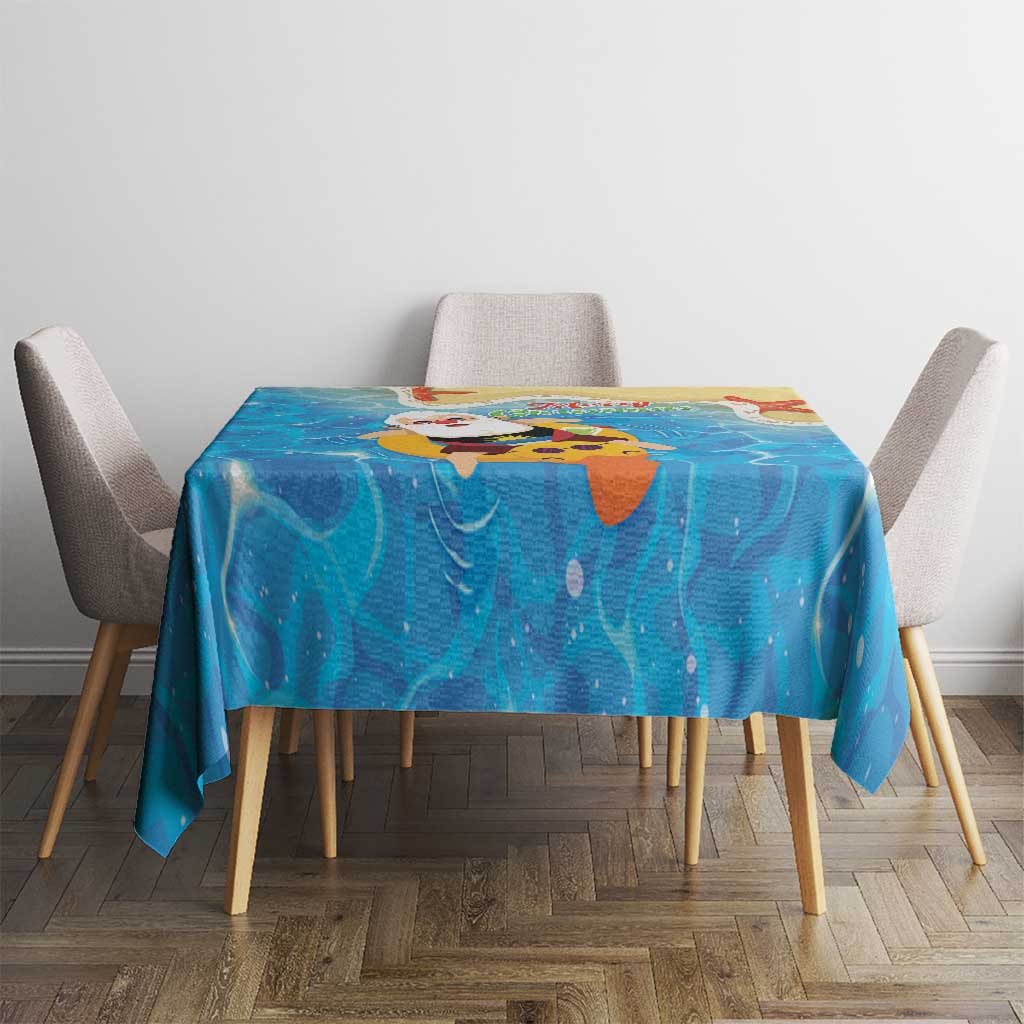 Antigua and Barbuda Christmas Tablecloth Chilling Santa - Wonder Print Shop