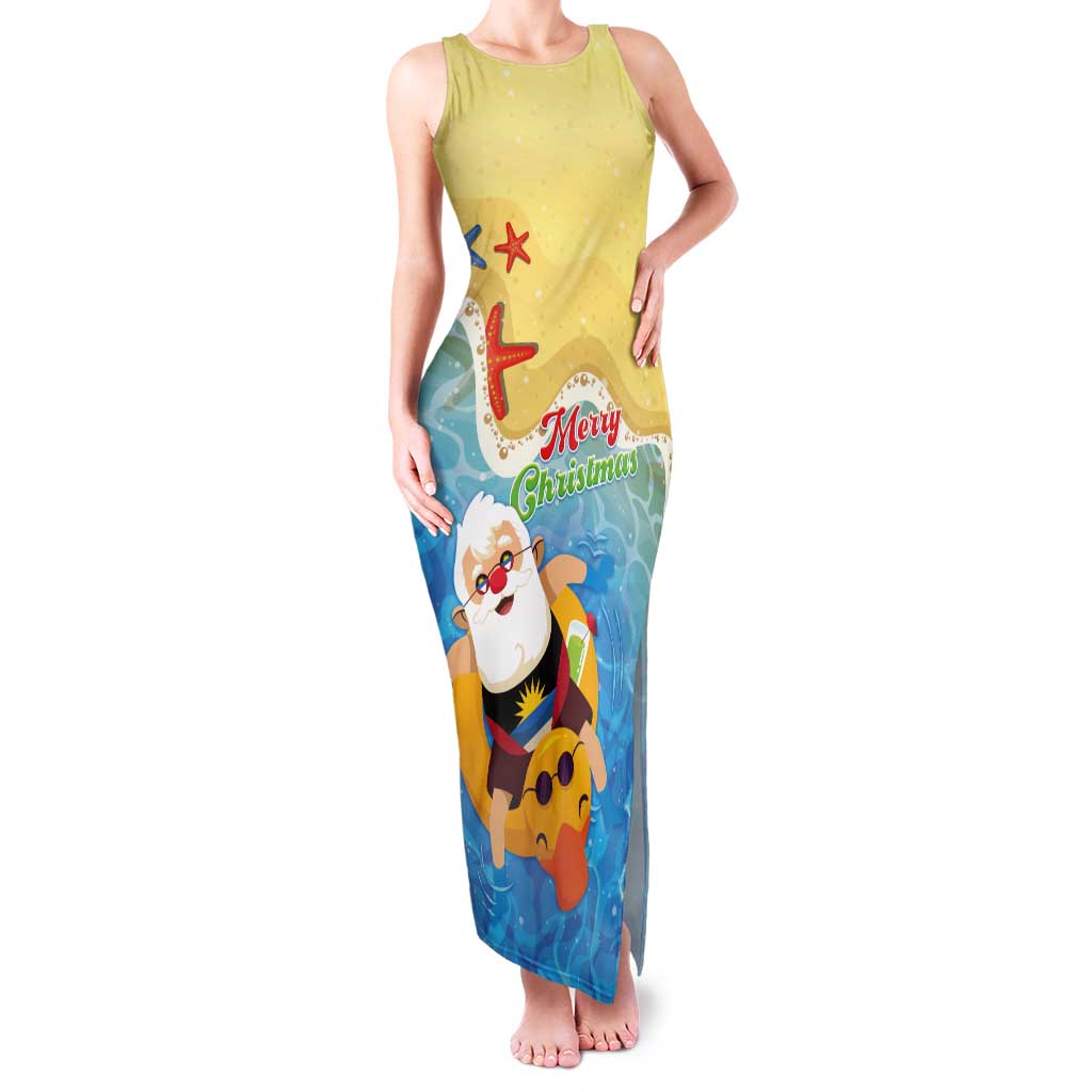 Antigua and Barbuda Christmas Tank Maxi Dress Chilling Santa - Wonder Print Shop