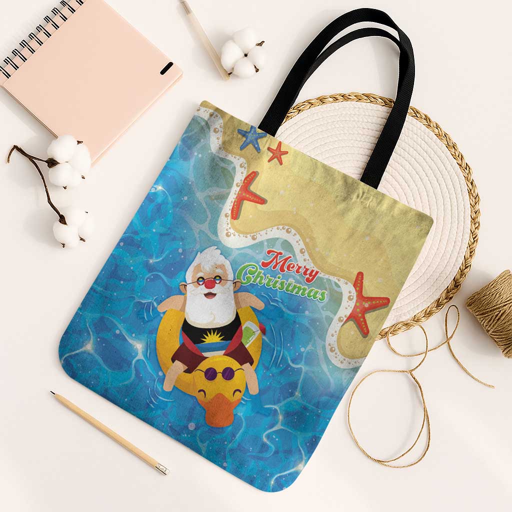 Antigua and Barbuda Christmas Tote Bag Chilling Santa - Wonder Print Shop
