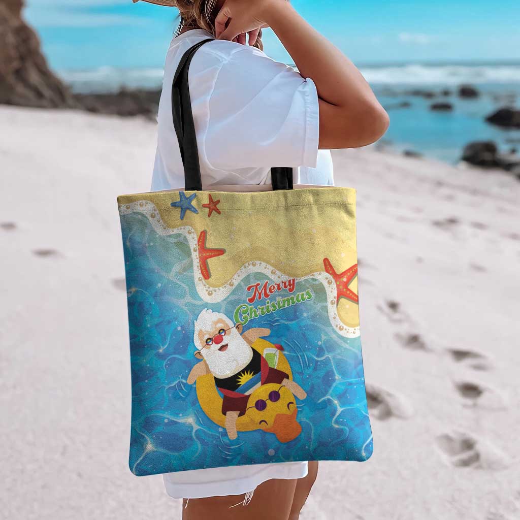 Antigua and Barbuda Christmas Tote Bag Chilling Santa - Wonder Print Shop