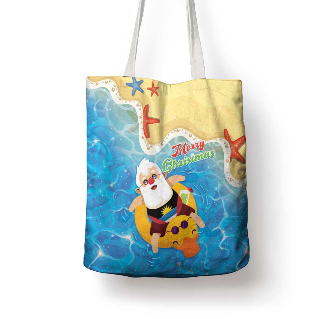 Antigua and Barbuda Christmas Tote Bag Chilling Santa - Wonder Print Shop