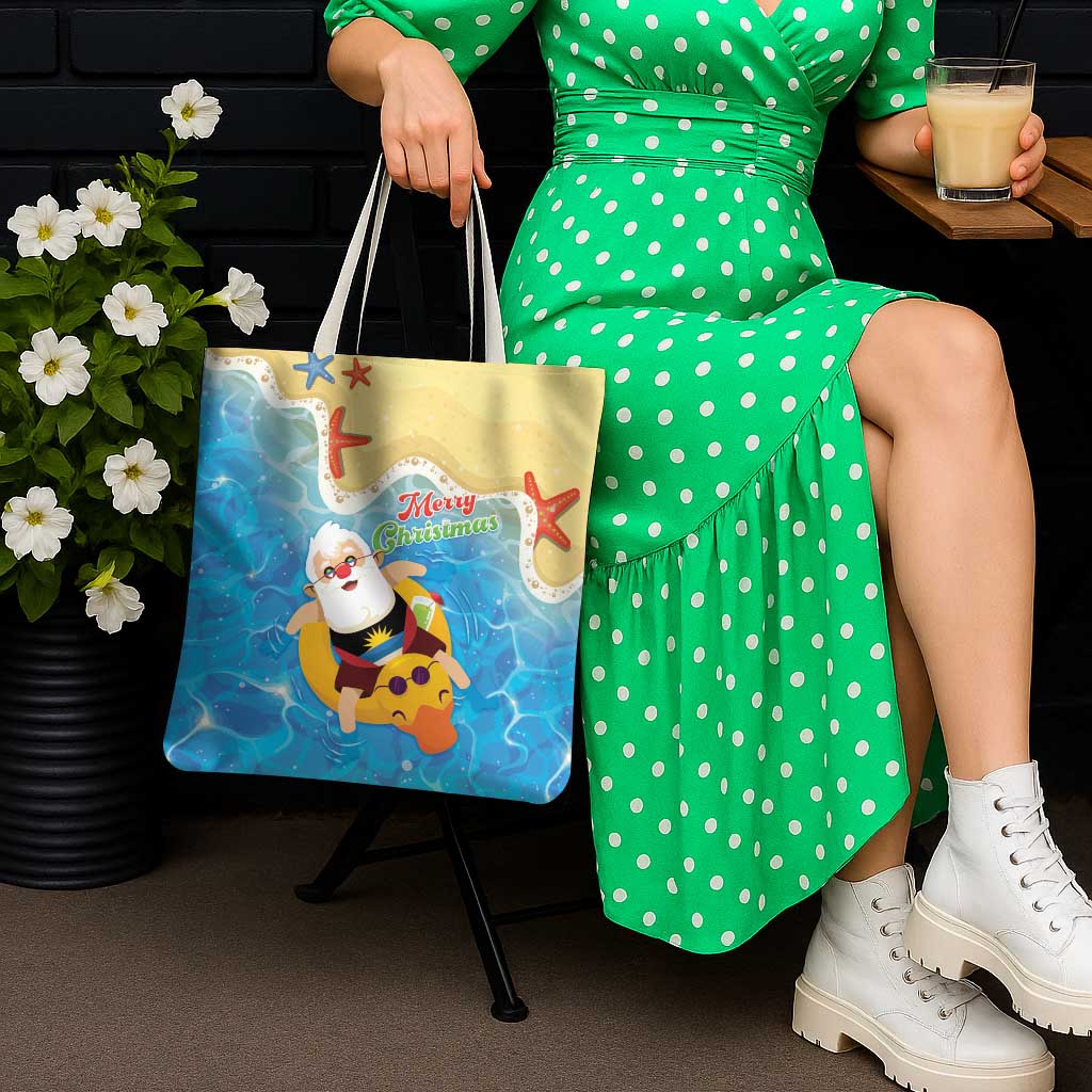 Antigua and Barbuda Christmas Tote Bag Chilling Santa - Wonder Print Shop