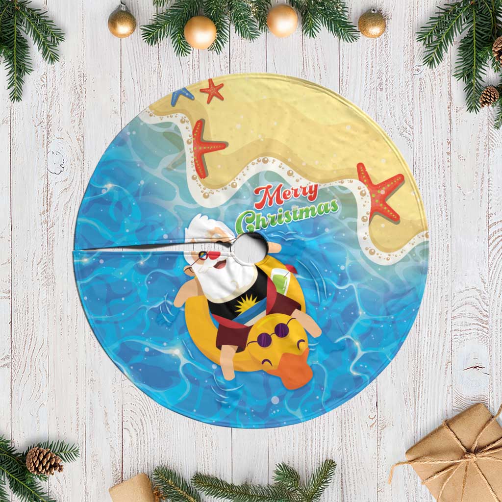 Antigua and Barbuda Christmas Tree Skirt Chilling Santa - Wonder Print Shop