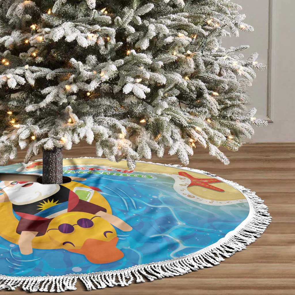 Antigua and Barbuda Christmas Tree Skirt Chilling Santa - Wonder Print Shop