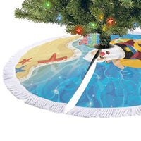 Antigua and Barbuda Christmas Tree Skirt Chilling Santa - Wonder Print Shop