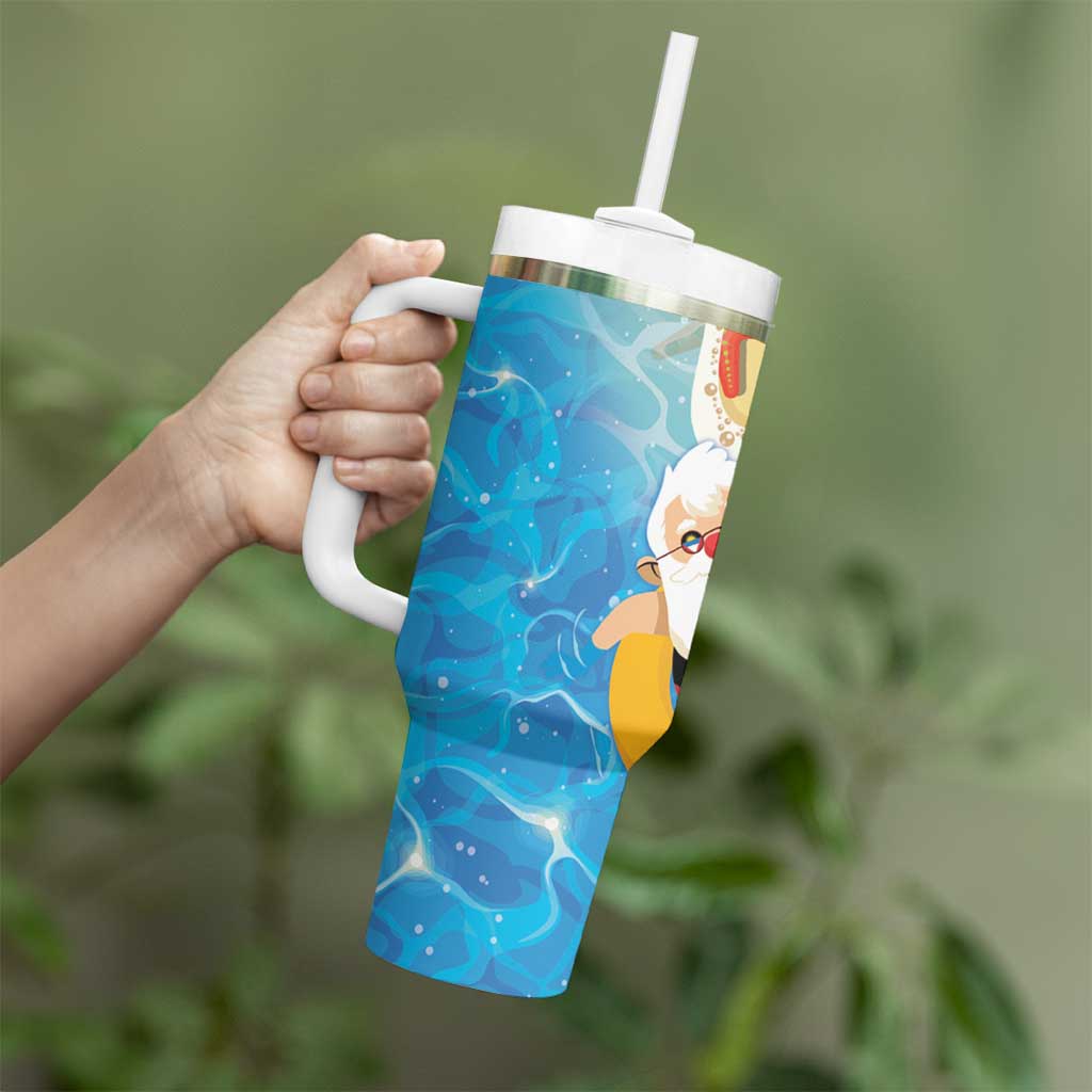 Antigua and Barbuda Christmas Tumbler With Handle Chilling Santa - Wonder Print Shop