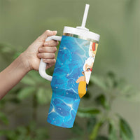 Antigua and Barbuda Christmas Tumbler With Handle Chilling Santa - Wonder Print Shop