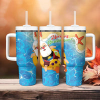 Antigua and Barbuda Christmas Tumbler With Handle Chilling Santa - Wonder Print Shop