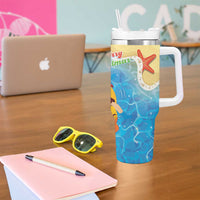 Antigua and Barbuda Christmas Tumbler With Handle Chilling Santa - Wonder Print Shop