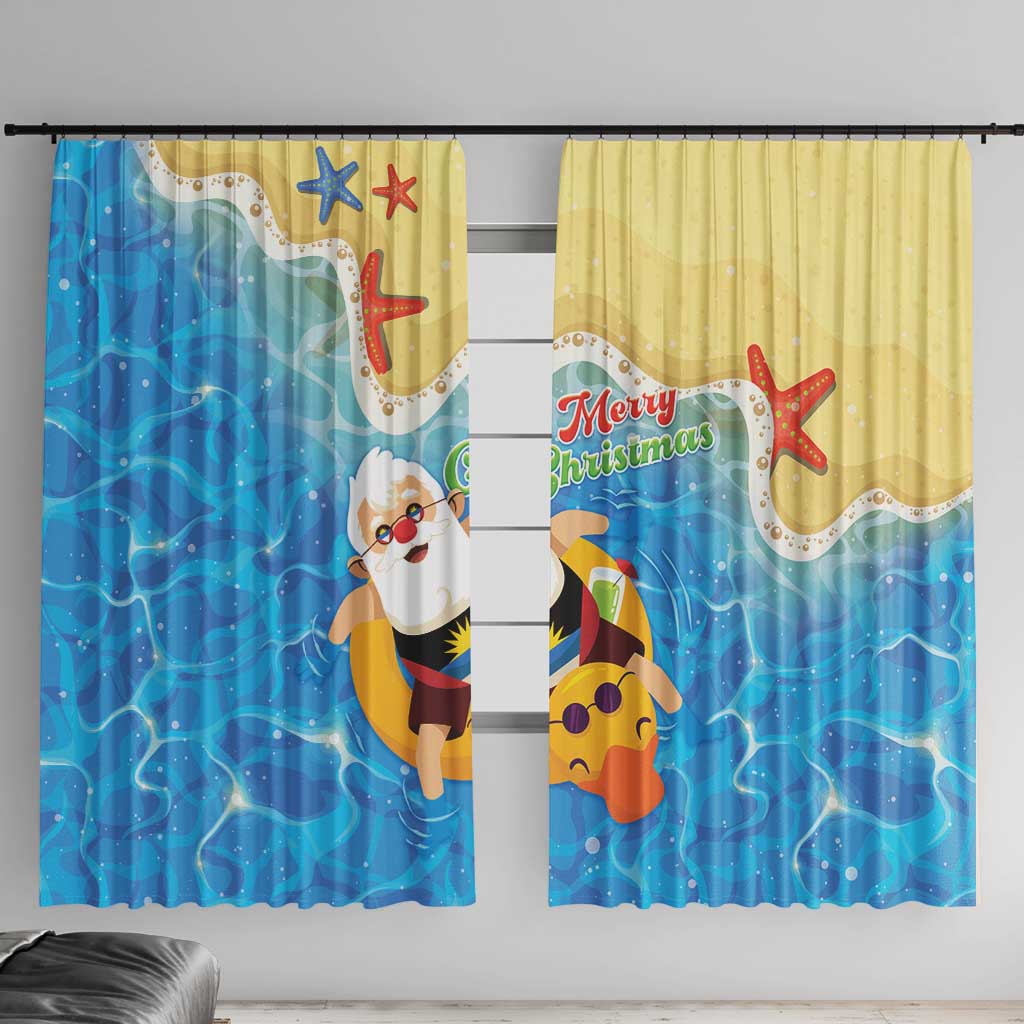 Antigua and Barbuda Christmas Window Curtain Chilling Santa - Wonder Print Shop