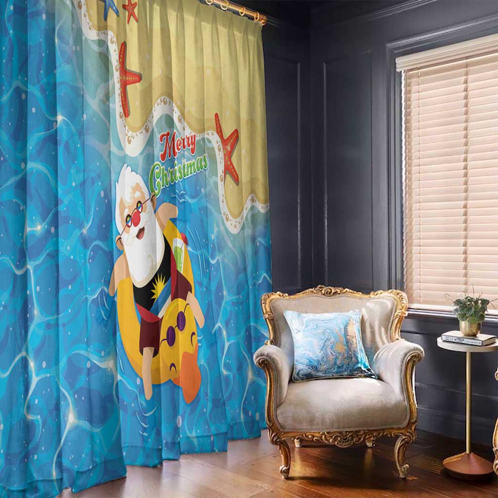 Antigua and Barbuda Christmas Window Curtain Chilling Santa - Wonder Print Shop