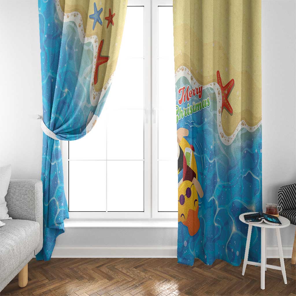 Antigua and Barbuda Christmas Window Curtain Chilling Santa - Wonder Print Shop