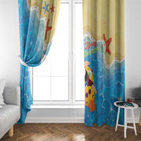 Antigua and Barbuda Christmas Window Curtain Chilling Santa - Wonder Print Shop