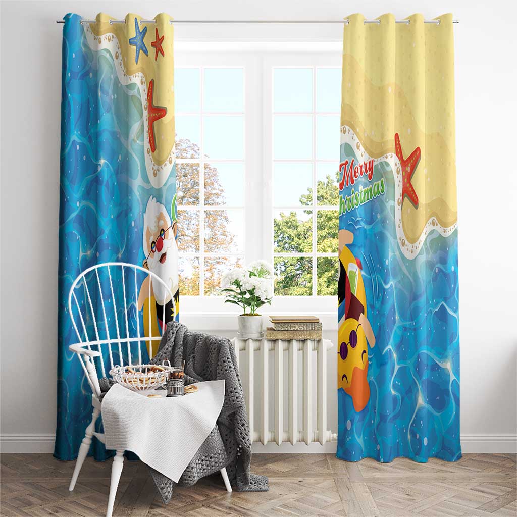 Antigua and Barbuda Christmas Window Curtain Chilling Santa - Wonder Print Shop