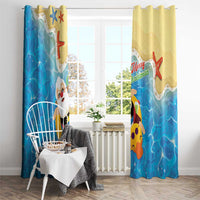 Antigua and Barbuda Christmas Window Curtain Chilling Santa - Wonder Print Shop