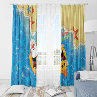 Antigua and Barbuda Christmas Window Curtain Chilling Santa - Wonder Print Shop