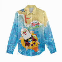 Antigua and Barbuda Christmas Women Casual Shirt Chilling Santa - Wonder Print Shop