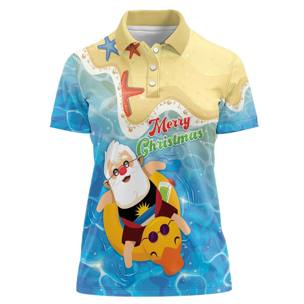 Antigua and Barbuda Christmas Women Polo Shirt Chilling Santa - Wonder Print Shop