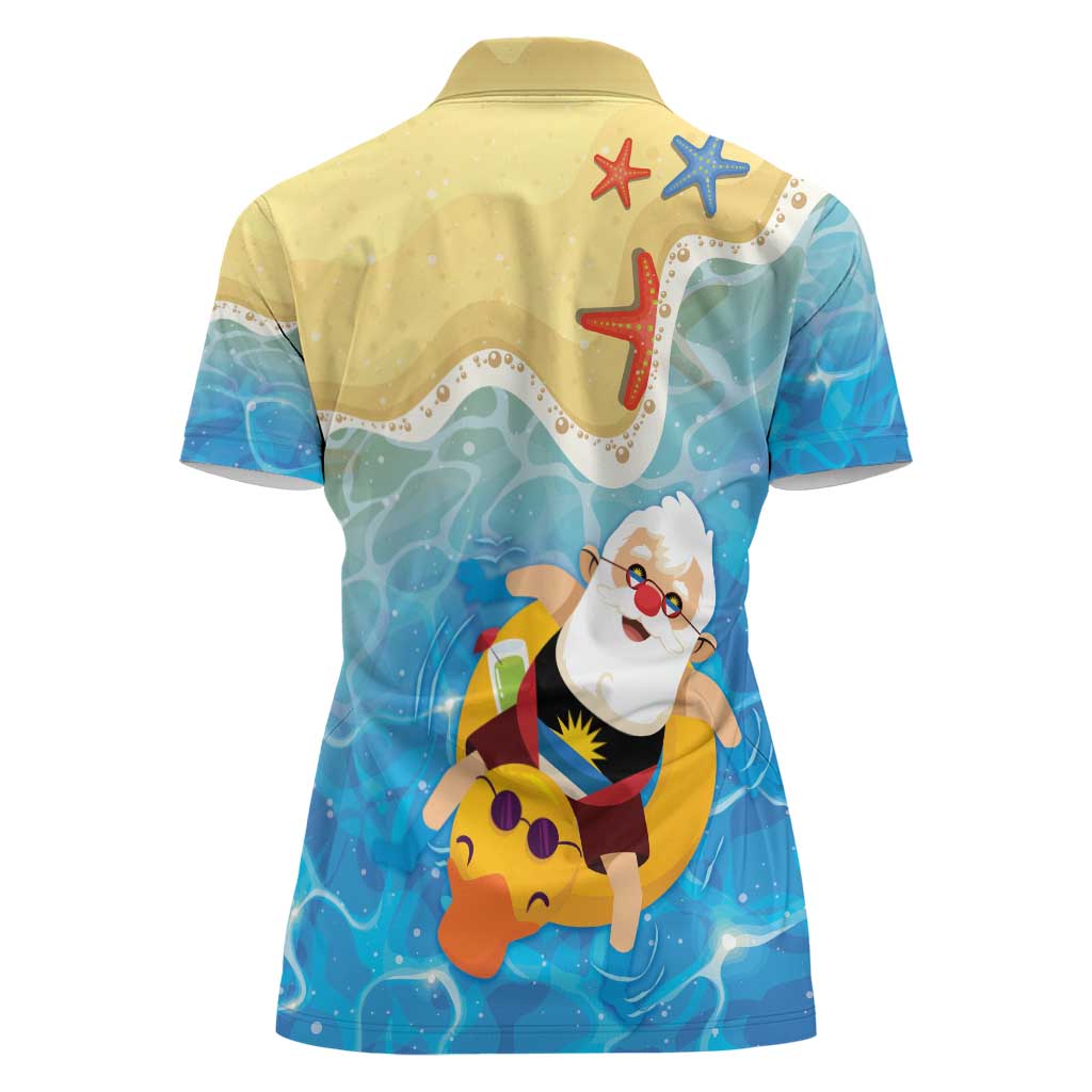 Antigua and Barbuda Christmas Women Polo Shirt Chilling Santa - Wonder Print Shop