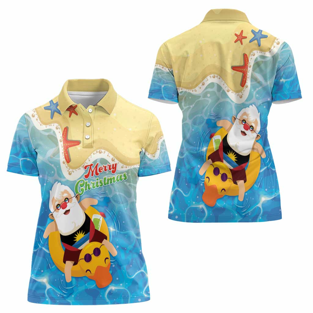 Antigua and Barbuda Christmas Women Polo Shirt Chilling Santa - Wonder Print Shop