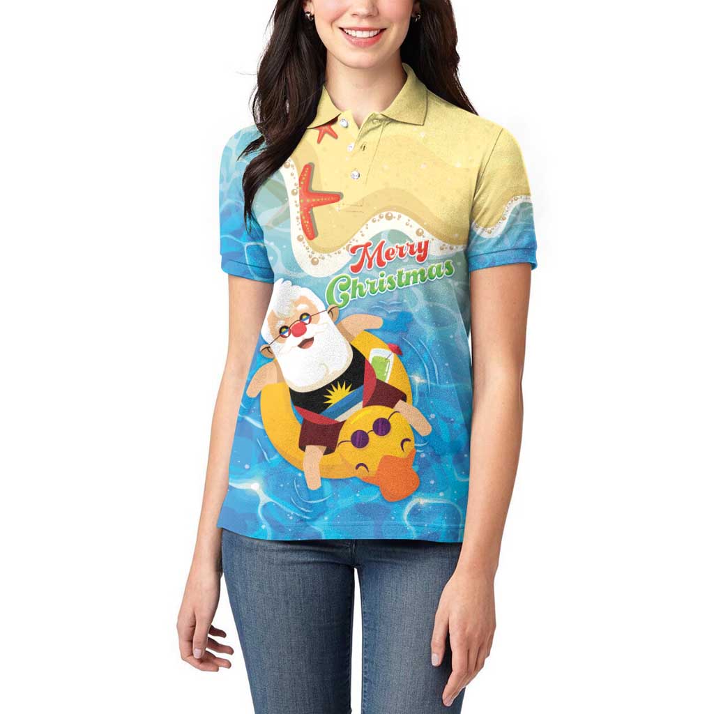Antigua and Barbuda Christmas Women Polo Shirt Chilling Santa - Wonder Print Shop