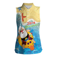 Antigua and Barbuda Christmas Women Sleeveless Polo Shirt Chilling Santa - Wonder Print Shop