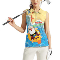 Antigua and Barbuda Christmas Women Sleeveless Polo Shirt Chilling Santa - Wonder Print Shop