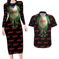 Resist Portland Frog Couples Matching Long Sleeve Bodycon Dress and Hawaiian Shirt Funny Political Costume - Wonder Print Shop