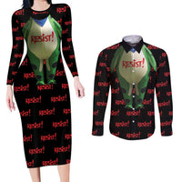 Resist Portland Frog Couples Matching Long Sleeve Bodycon Dress and Long Sleeve Button Shirt Funny Political Costume - Wonder Print Shop