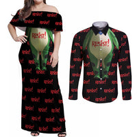 Resist Portland Frog Couples Matching Off Shoulder Maxi Dress and Long Sleeve Button Shirt Funny Political Costume - Wonder Print Shop
