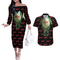 Resist Portland Frog Couples Matching Off The Shoulder Long Sleeve Dress and Hawaiian Shirt Funny Political Costume - Wonder Print Shop