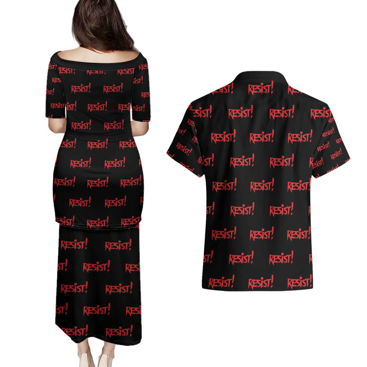 Resist Portland Frog Couples Matching Puletasi and Hawaiian Shirt Funny Political Costume - Wonder Print Shop