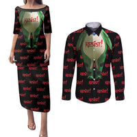 Resist Portland Frog Couples Matching Puletasi and Long Sleeve Button Shirt Funny Political Costume - Wonder Print Shop