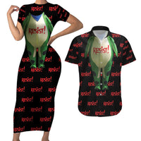 Resist Portland Frog Couples Matching Short Sleeve Bodycon Dress and Hawaiian Shirt Funny Political Costume - Wonder Print Shop