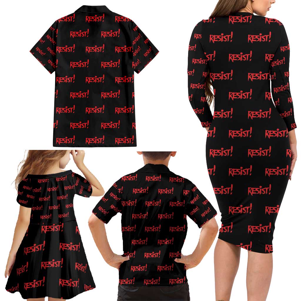 Resist Portland Frog Family Matching Long Sleeve Bodycon Dress and Hawaiian Shirt Funny Political Costume - Wonder Print Shop