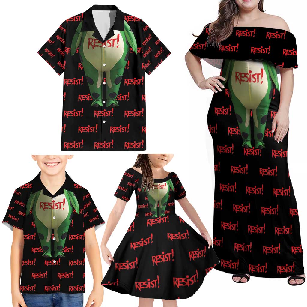 Resist Portland Frog Family Matching Off Shoulder Maxi Dress and Hawaiian Shirt Funny Political Costume - Wonder Print Shop
