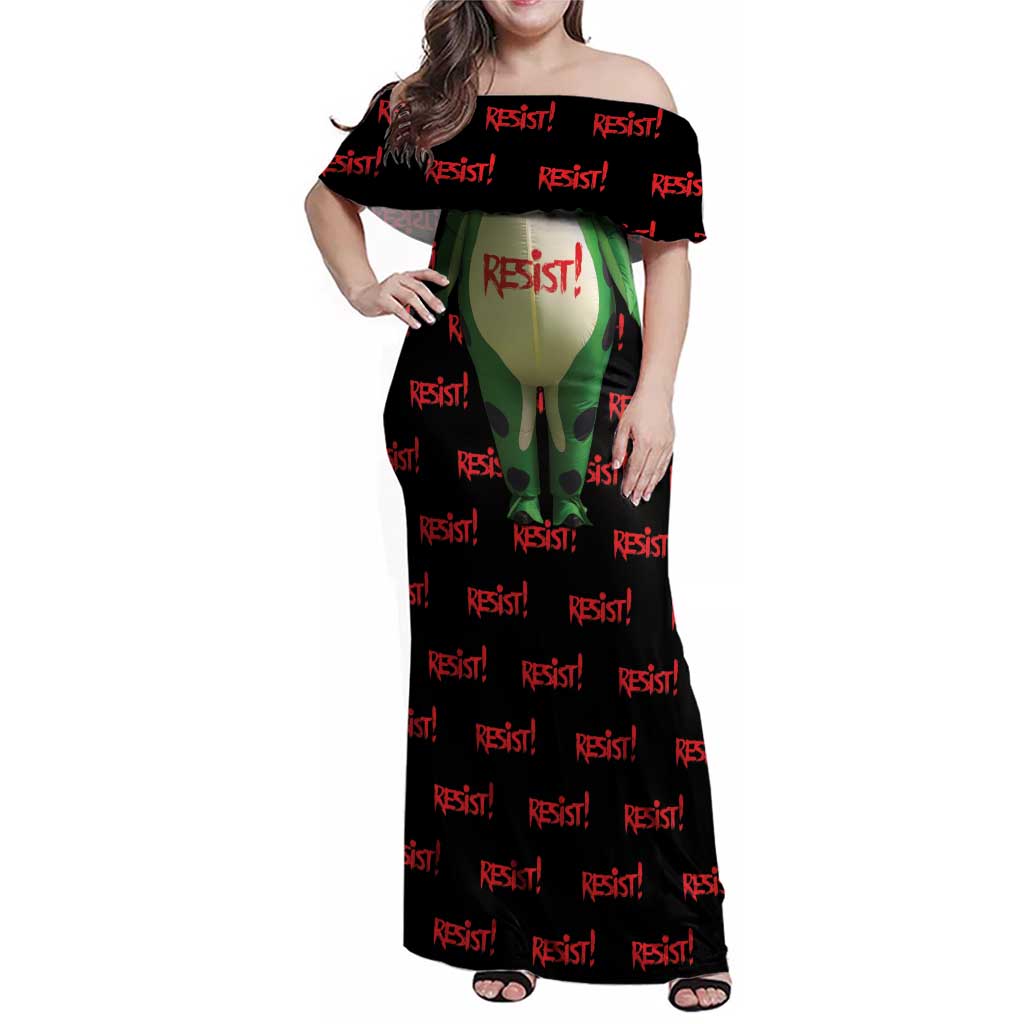 Resist Portland Frog Family Matching Off Shoulder Maxi Dress and Hawaiian Shirt Funny Political Costume - Wonder Print Shop